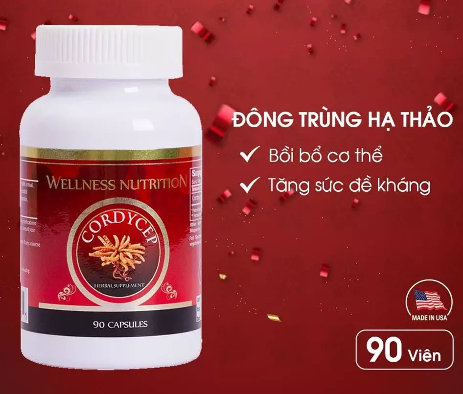 Viên đông trùng hạ thảo Wellness Nutrition (Hộp 90 viên)