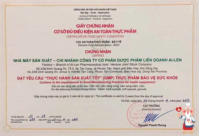 Giấy chứng nhận an toàn thực phẩm